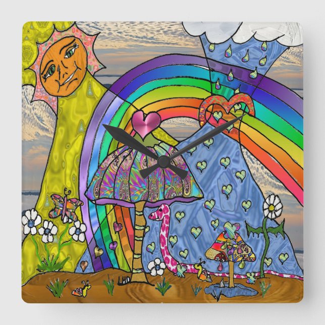 Relógio de Paredes Mágicas Psicodélicas Retro 60s (Frente)