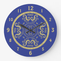 Relógio de Passover Grande "Azul, Elegante Dourado