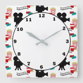 Relógio de pipocas com bobina de cinema divertida