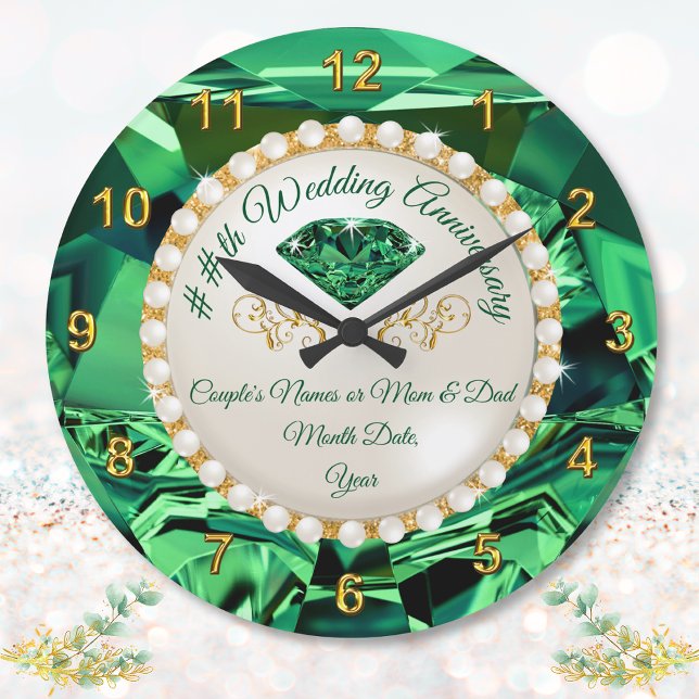 Relógio de presentes do 55º, 35º ou 20 Emerald (55th wedding anniversary gift for parents. 55 year anniversary gift. Emerald anniversary gifts. )