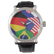 Relógio de Pulseira com Bandeira da Copa do Mundo 