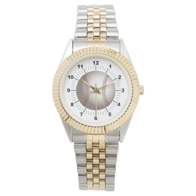 Relógio de pulseiras de dois tons com beisebol fem (Frente)