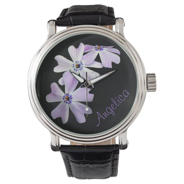 Relógio De Pulso 3 Flores Roxas Monitorização Personalizada (Frente)