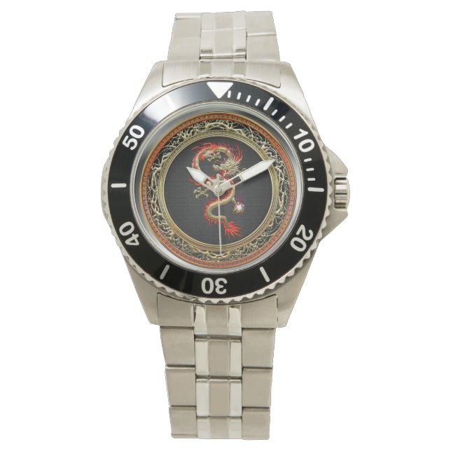 Relógio De Pulso [400] Dragão chinês Ouro Fucanglong (Frente)