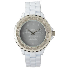 Relógio De Pulso 60º Annivesário de Casamento de Diamante Silver