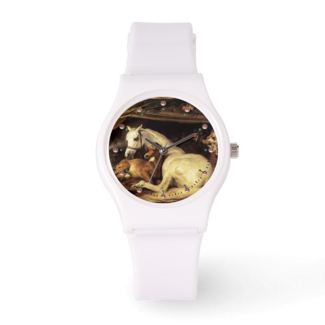 RELÓGIO DE PULSO A TENDA ÁRABE COM CAVALOS E OUTROS ANIMAIS (Frente)