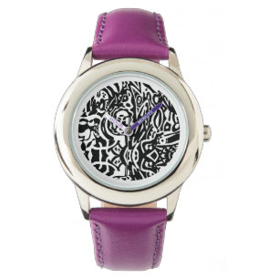 Relógio De Pulso abstrato B&W de "Criatura de Nascimento"