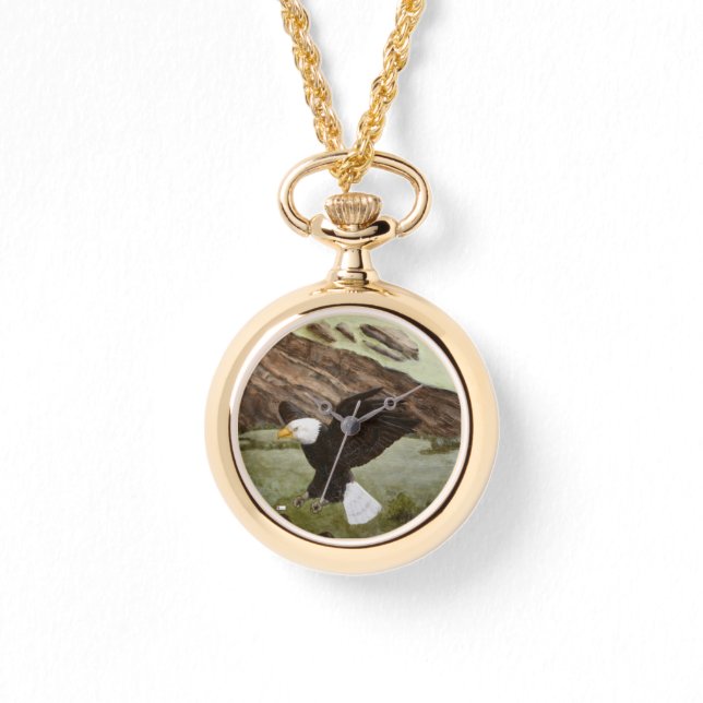 Relógio De Pulso Águia Balda com Rap Dourada Dupla (Frente)