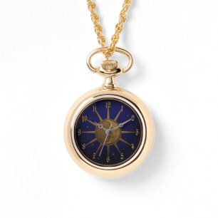 Relógio De Pulso Alivio Celestial Sun Moon Brass