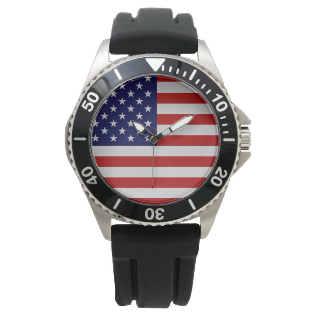 Relógio De Pulso American Flag Stainless Steel Bracelet Watch (Frente)