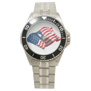 Relógio De Pulso American Flag Stainless Watch