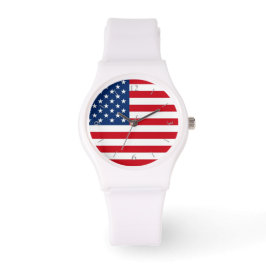 Relógio De Pulso American Flag Women's White Watch