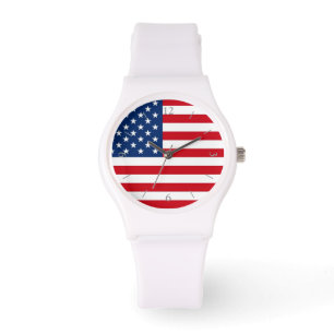 Relógio De Pulso American Flag Women's White Watch
