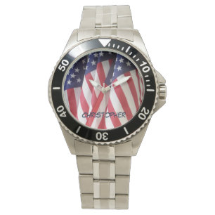 Relógio De Pulso American Flags Wrist Watch, Nome Personalizado