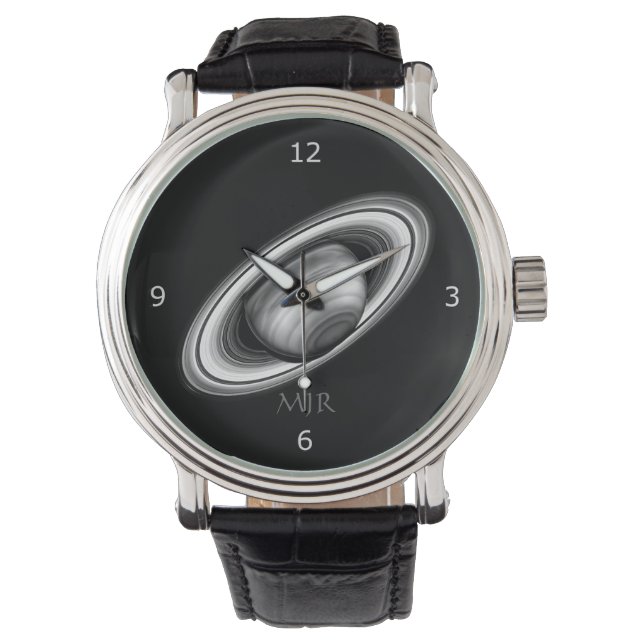 Relógio De Pulso Anéis do gigante gasoso Saturno - imagem do sistem (Frente)