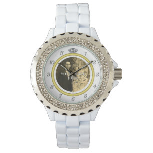 Relógio De Pulso Anel de Casamento com Diamante bonito com Foto em