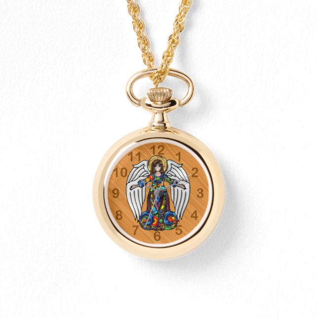 Relógio De Pulso Anjo russo esmaltado sobre o pano de fundo da made (Frente)