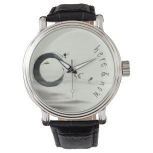 Relógio De Pulso Aqui & agora/pintura da escova de Enso Koi círcul