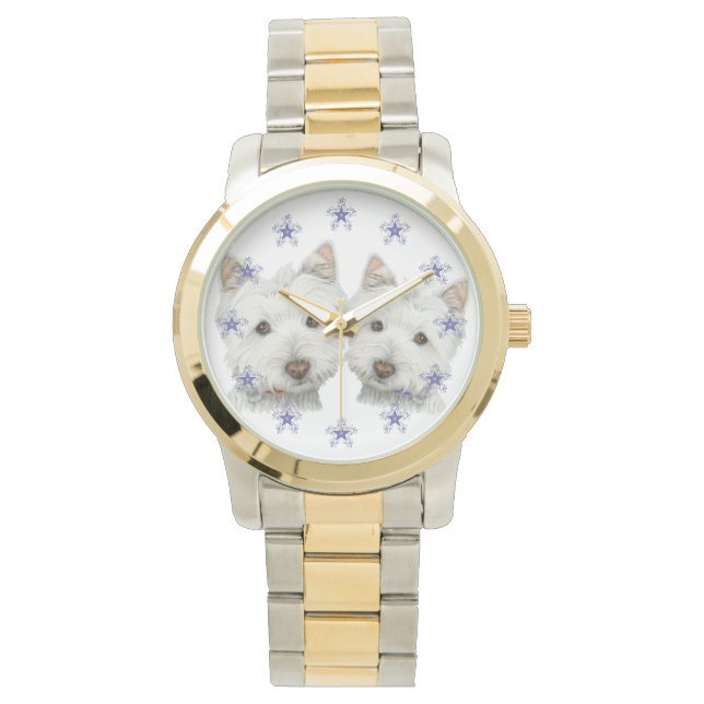 Relógio De Pulso Assistentes de arte de cães Westis bonitos (Frente)