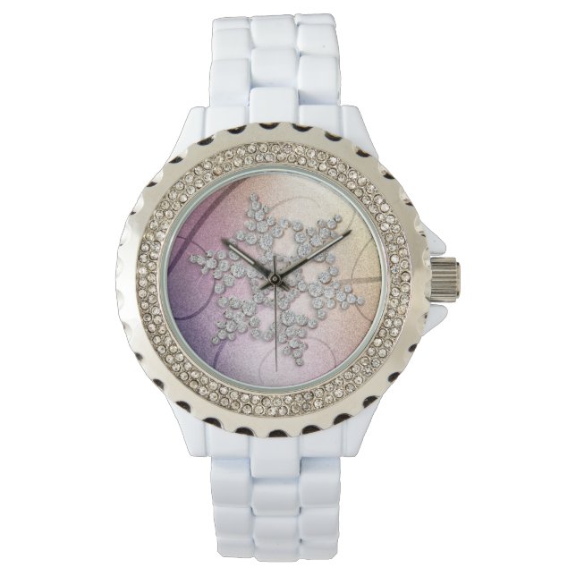 Relógio De Pulso Aurora Crystal Snowflake Winter Watch (Frente)