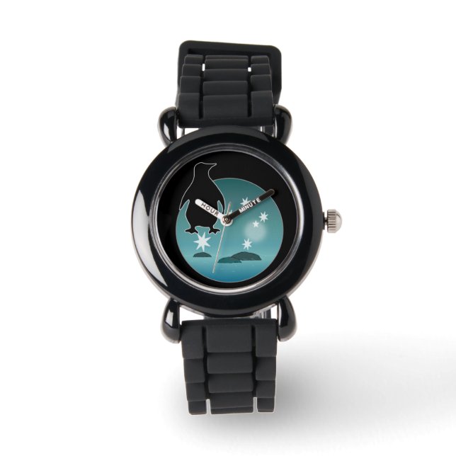 Relógio De Pulso Aussie Penguin Icon Glitter Watch (Frente)