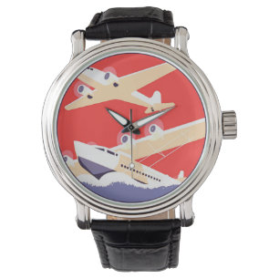 Relógio De Pulso Aviões Vintage Propulsores Voadores