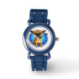 Relógio de Pulso Azul Cachorrinho Fofo para Crianç