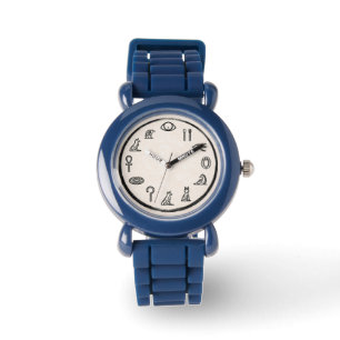 Relógio de pulso azul com numerais arábicos modern