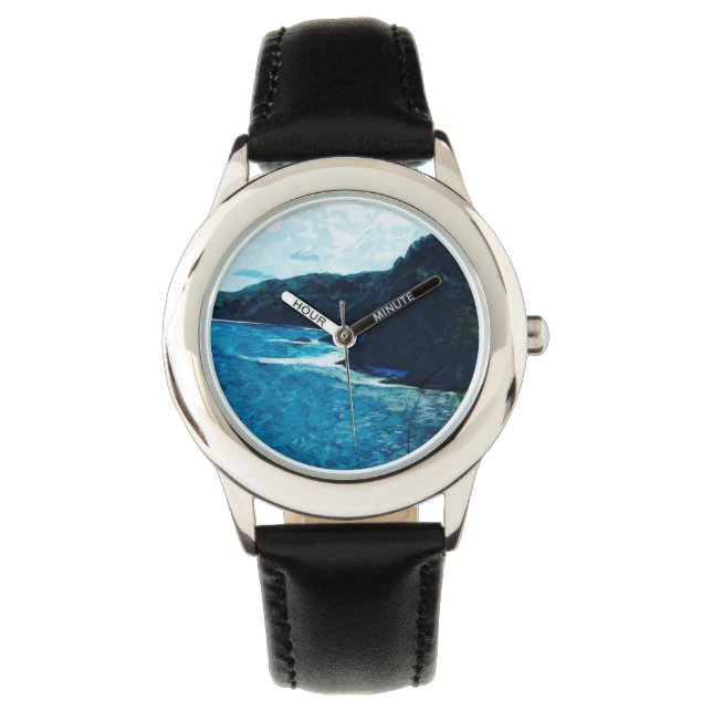 Relógio De Pulso Baía Na Estrada Para Hana Maui Abstrato (Frente)