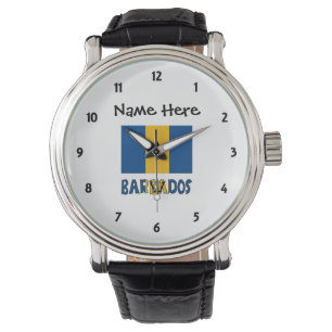 Relógio De Pulso Bandeira Barbariana de Barbados Nome Personalizado