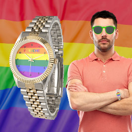 Relógio De Pulso Bandeira do Orgulho Arco-Íris LGBT - Bracelete de 