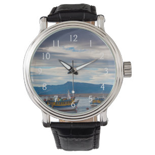 Relógio De Pulso Barcos turísticos na baía Seno Ultima Esperanza