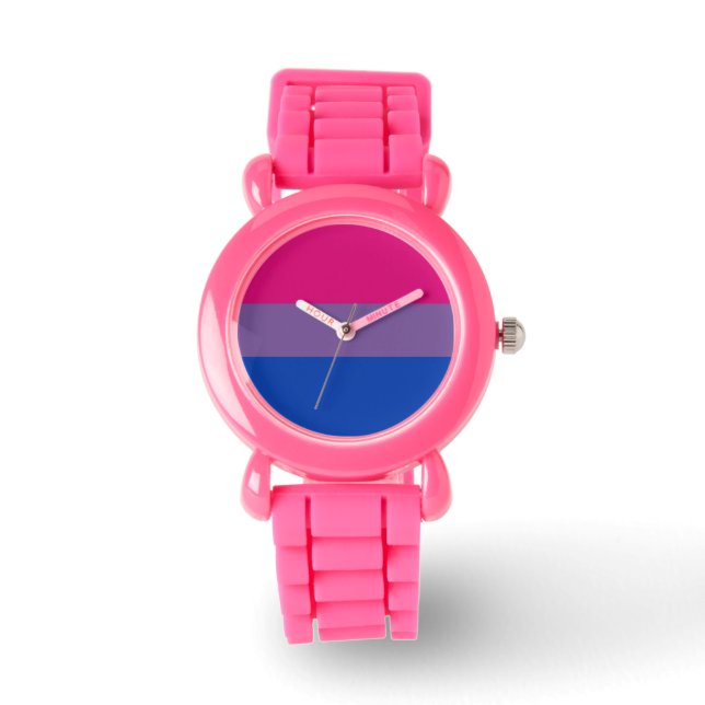 Relógio De Pulso Bi Pride Flag Watch (Largura Rosa) (Frente)