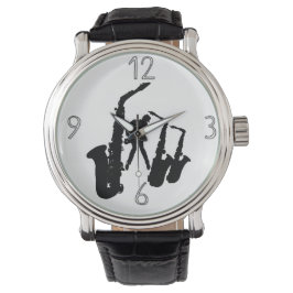 Relógio De Pulso Black Jazz Sax Jazzman Modern Numbers Watch