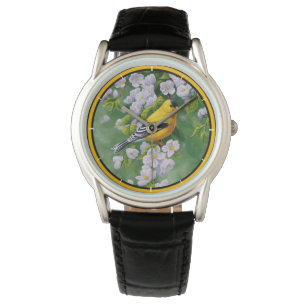 Relógio De Pulso Blossomas de Maçã Rosa e Goldfinch Americano