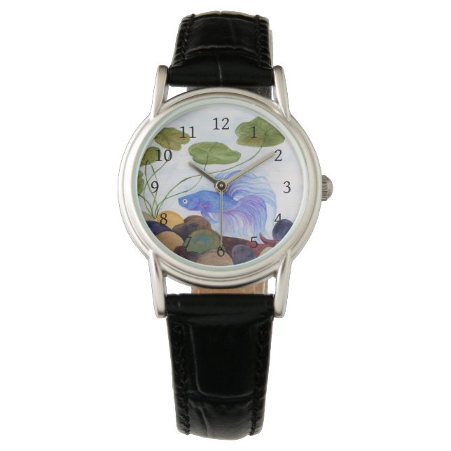 Relógio De Pulso Blue Betta Fish Wrist Watch (Frente)