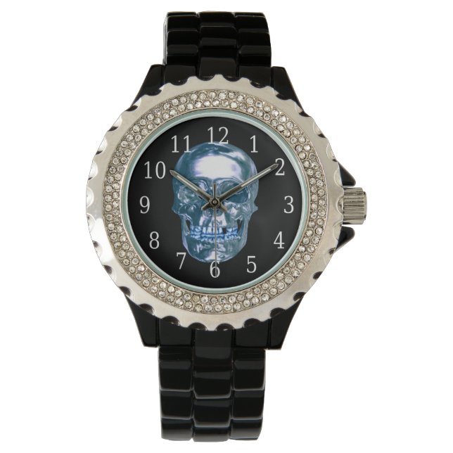 Relógio De Pulso Blue Crome Skull Watch (Frente)