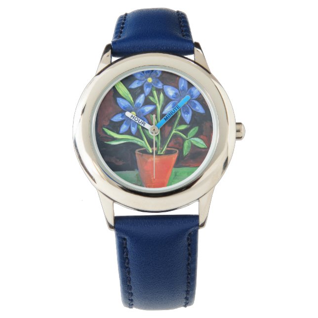 Relógio De Pulso Blue Flowers Watch (Frente)