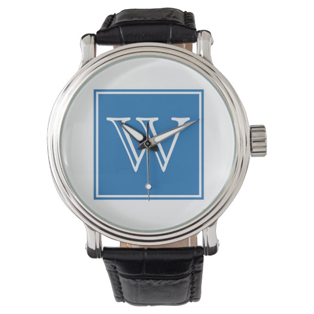 Relógio De Pulso Blue Square Monograma Watch (Frente)