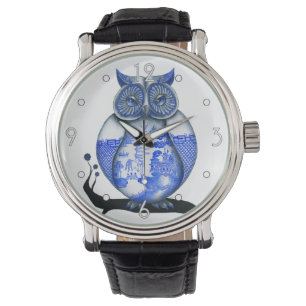 Relógio De Pulso "Blue Willow Owl" Watch