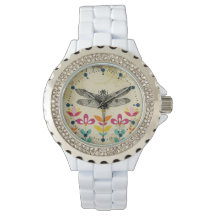 Bohemian Garden Dragonfly Rhinestone Enamel Watch