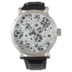 Relógio De Pulso Bolinhas Dalmatian preto e branco