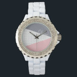 Relógio De Pulso Bolinhas geométricas roxas, cor-de-rosa, pastel el<br><div class="desc">Uma bela combinação do padrão geométrico pastel moderno e das bolinhas retrorreflectoras.</div>