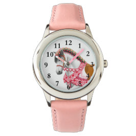 Relógio De Pulso Bonito Pink Heart Parade Horse Kids Watch