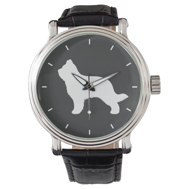 Relógio De Pulso Briard Dog Silhouette (Frente)