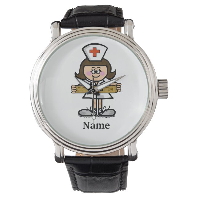 Relógio De Pulso Brunette Female Nurse Watch Personalize-O! (Frente)