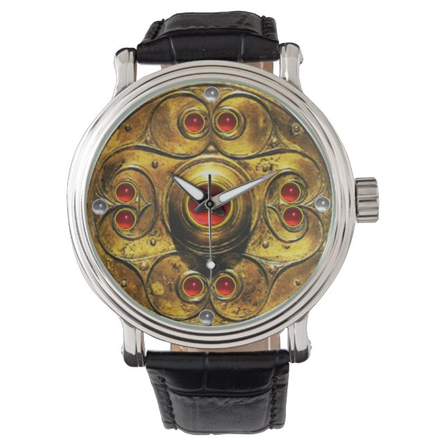 RELÓGIO DE PULSO CAMPO DE GUERRA ANTIGO CELTICA COM GEMSTONAS RUBY (Frente)