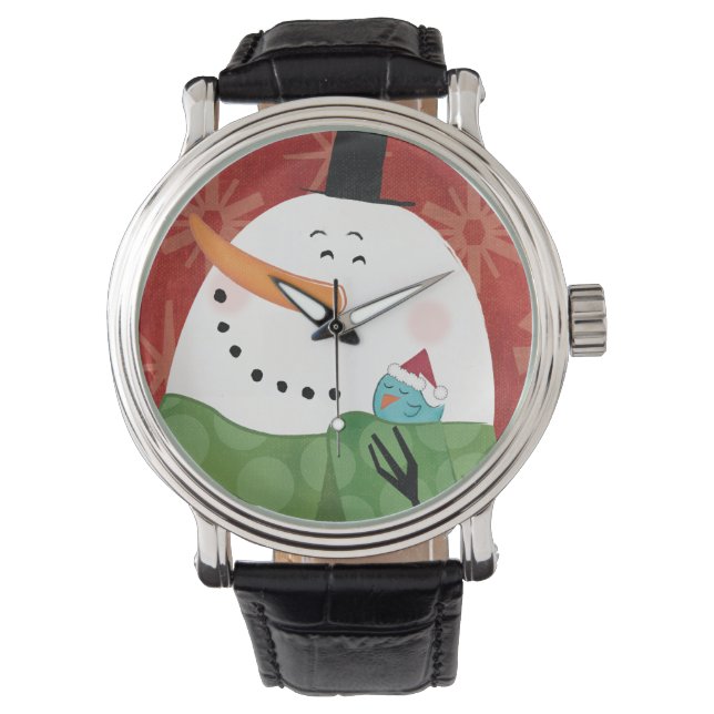 Relógio De Pulso Caneca de Natal Azul com Cacau Escuro (Frente)