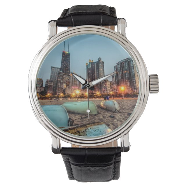 Relógio De Pulso Canoas na praia de Oak Street um pouco depois do p (Frente)