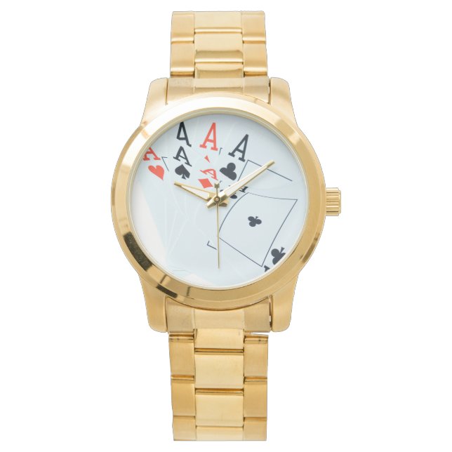 Relógio De Pulso Cartões De Poker Aces Quads, (Frente)
